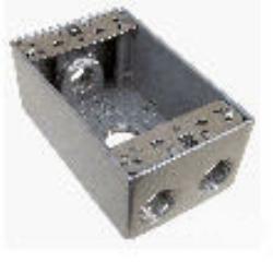 TEDDICO, Outlet Box, Single Gang, Weatherproof, Number Of Outlet: 4 Threaded, Material: Die Cast Metal, Size: 4-9/16 X 2-13/16 X 2 IN, Color: Grey, Construction: Rugged, Seamless, Cubic Capacity: 18.300 IN, Includes: Closure Plugs, Ground Screw And Mounting Lugs, Package Type: Show Pak, Outlet Size: 3/4 IN