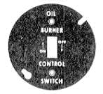 Oil Burner Cover, White Letters, Shape: Round, Size: 3.25 Diameter IN, Color: Red