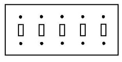 Wallplate, Satin Finish, Standard: UL 883, Size: 10 X 4.5IN, Number of Gangs: 5, Cutout: (5) Toggle Switch, Material: 430 Stainless Steel, Thickness: 0.035IN