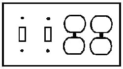 Wallplate, Application: Residential, Standard: UL 883, Size: 8.187 X 4.5IN, Number of Gangs: 4, Cutout: (2) Toggle Switch, (2) Duplex Receptacle, Material: Cold Rolled Steel, Thickness: 0.03IN, Color: Semi Gloss Ivory