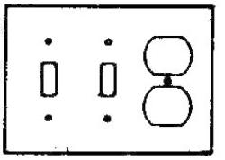 Wallplate, Plated Finish, Standard: UL 883, Size: 6.375 X 4.5IN, Number of Gangs: 3, Cutout: (2) Toggle Switch, (1) Duplex Receptacle, Material: Steel, Thickness: 0.03IN, Color: Chrome