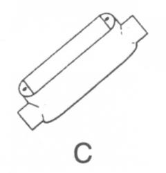 Mulberry; Conduit Body; Type C, Set Screw; Hub Size: 0.500 IN; Material: Die Cast Aluminum; Finish: Smooth, Corrosion-Resistant Electrostatic Powder Coated