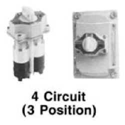 Explosionproof Selector Switch Assembly and Cover, Type Knob, Size 1/2 Inch, Contact Rating 600 VAC 10 Ampere, Operation Type Maintained/Maintained/Momentary, Contact Configuration 2NO-2NC, Number of Positions 3, Throw Left-Center-Right, Actuator Material Aluminum, Enclosure Class I Div 1 and 2 Group C D, Class II Div 1 and 2 Group E F G, Class III, NEMA 3/7CD/9EFG, Constructional Feature Explosionproof, Dust Ignitionproof