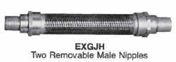Flexible Conduit Coupling, Trade Size 2 IN, Fitting Material Natural Finished Stainless Steel, Material Natural Finished Stainless Steel Braid/Core, End Type (2) Male Nipple, Flex Length 12 IN, Enclosure Class I Group D, Class II Group E F G, Class III, Approval UL 886, CSA C22.2, Includes Insulating Liner, Constructional Feature Explosionproof, Dust-Ignitionproof, Watertight, Used on Rigid Metal Conduit and IMC