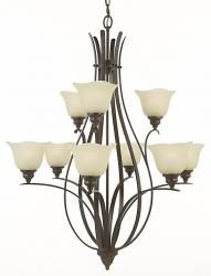 GRECIAN BRONZE CHANDELIER 9 - E 100W