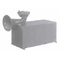 Self-contained air horn for use where an air supply is not available or desired.  Consists of a motor directly connected to a rotary compressor.  120V AC.  311 Hz.