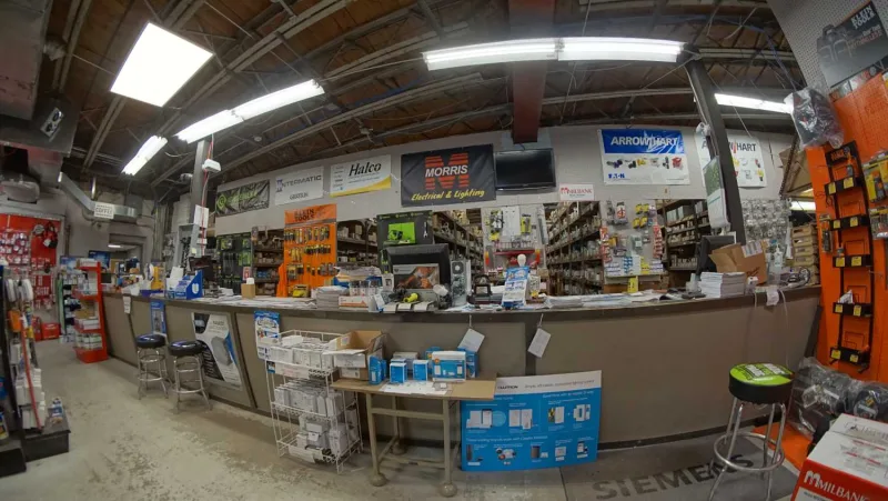 Dale Electric customer service counter and store interior.