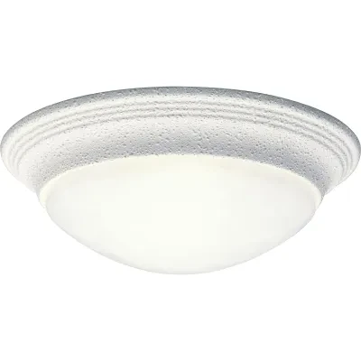 One-light 11-1/2 inch close-to-ceiling fixture with etched alabaster style glass bowl and White finish. Twist on glass for easy relamping. This fixture is perfect for bedrooms, clo...