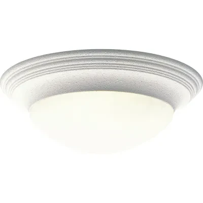 Three-light 16-5/8 inch close-to-ceiling fixture with etched alabaster style glass bowl and White finish. Twist on glass for easy relamping. This fixture is perfect for bedrooms, c...