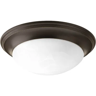 Two-light 14 inch close-to-ceiling fixture with etched alabaster style glass bowl and Antique Bronze finish. Twist on glass for easy relamping. This fixture is perfect for bedrooms...
