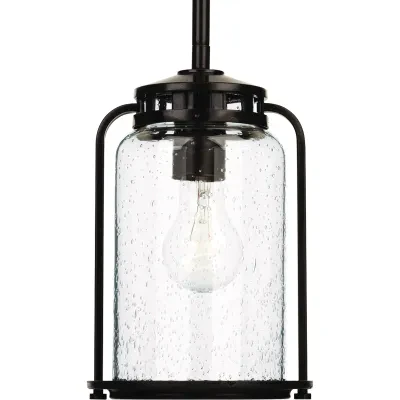 The one-light small hanging lantern from the Botta Collection provides a casual feel to complement interiors and exteriors with vintage flair. Finely crafted accents highlight clea...