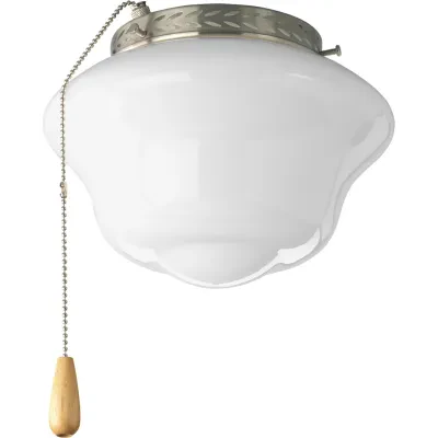 This light kit features a nostalgic schoolhouse, opal glass diffuser that's ideal for lighting in a bedroom. This fan light kit includes threaded adapter for connection to most cei...