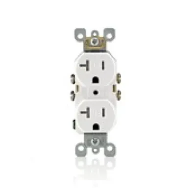20 Amp 125 Volt, Duplex Receptacle, Straight Blade, Residential Grade, Self Grounding, Light Almond
