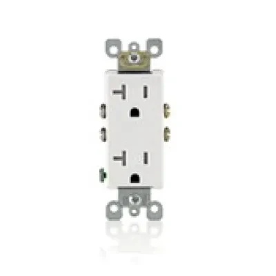 20 Amp, Tamper- Resistant, Decora Duplex Receptacle, Residential Grade, White