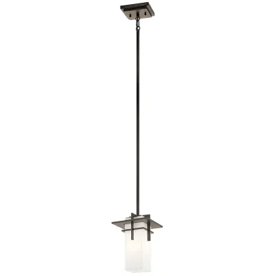 This 1 light hanging mini pendant from the Caterham(TM) collection is both versatile and charming. The Satin Etched Glass shade rests beautifully against the rich Olde Bronze finis...