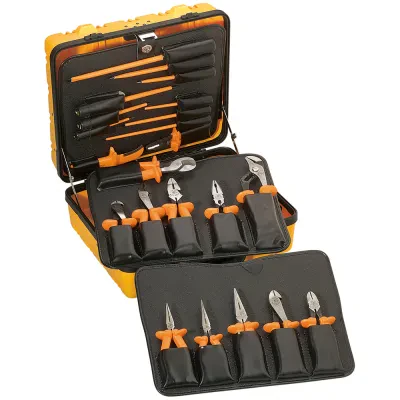General Purpose 1000V Insulated Tool Kit 22-Piece, A comprehensive set of 22 insulated tools including assorted pliers (8), screwdrivers (9), pump pliers, wire stripper/cutter, cab...