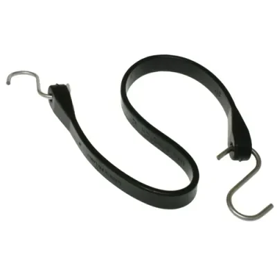 Rubber Tarp Strap, S-Hooks and Rubber Strap construction, 14 in. length, Black, 10 in. strap length