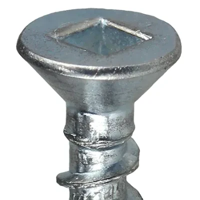 Flat Head Wood Screw, Steel material, #10 x 3/4 in. Size, Zinc Plated Finish, Square drive type