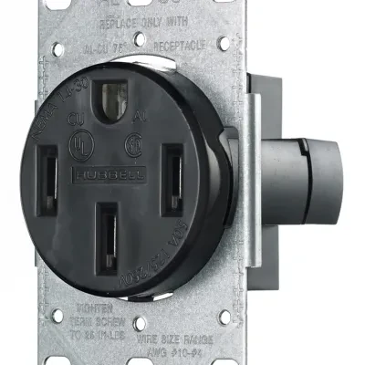 Hubbell Wiring Device Kellems, TradeSelect, Straight Blade Devices,Residential Grade, Receptacles, Single, 50A 125/250V, 3-Pole 4-WireGrounding, 14-50R, Flush Mount, Black