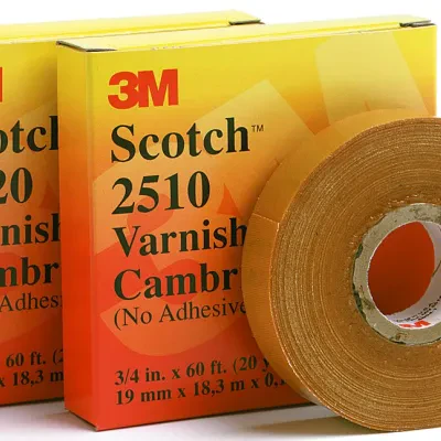 Scotch® Tape 2510 is a 7 mil thick, premium grade varnished cambric tape that's suitable for insulating bus bars, motor leads and service drop connections. The electrical propertie...