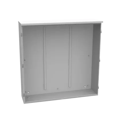 48x12x48 Hinge Cover Type 3R Steel No Knockouts ANSI 61 Gray Double Doors Padlocking 3PT Handle Back Panel Weld Studs Drip Shield No Center Post