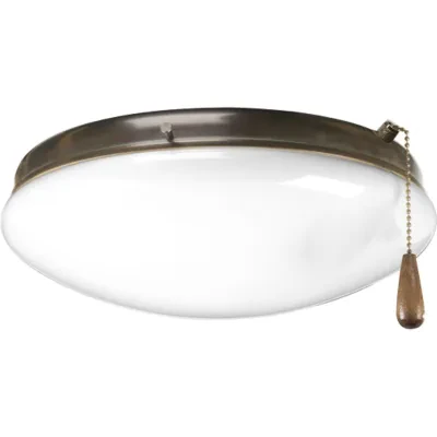 Two-light universal-style ceiling fan light kit in Antique Bronze features a low-profile, opal glass diffuser that's ideal for lighting in a bedroom. This fan light kit includes a...