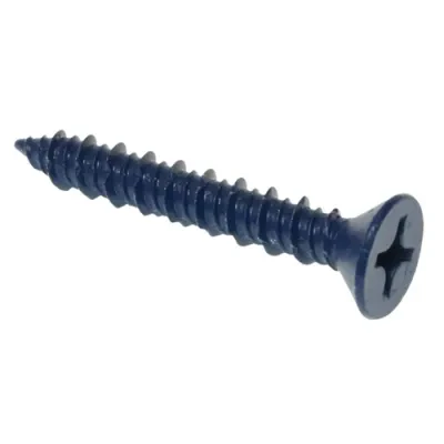 Tapping Screw, 1/4 in. Size, 1-3/4 in. length, Flat head, Blue head color, CD5 drill stock number, Phillips drive type, 100 per pack