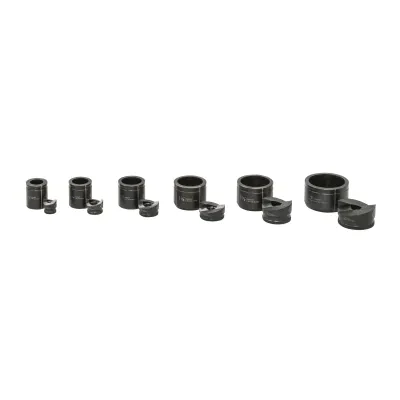 For use with all Greenlee hydraulic (manual or battery) drivers.  Knurled edge on punches for better grip. Slug-Buster® punch profile splits slugs for easy slug removal. New die de...
