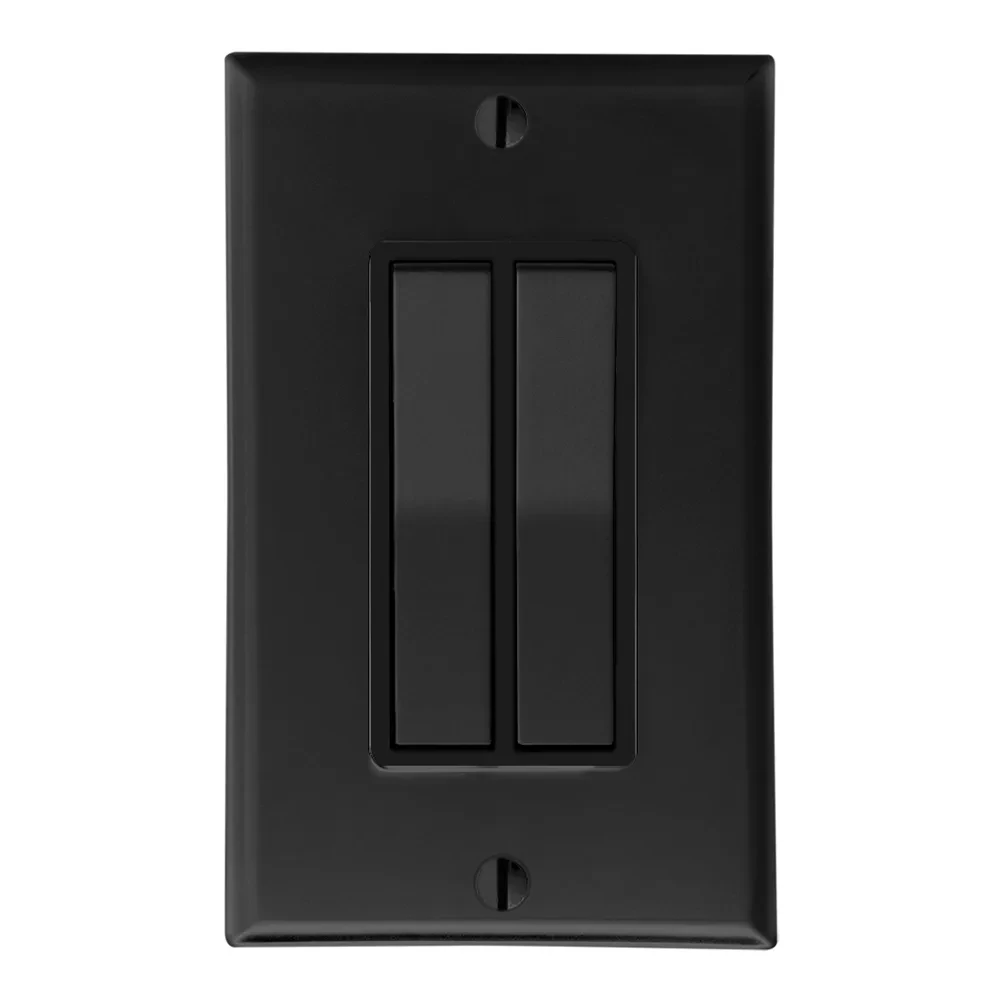LevNet RF 902MHz Self-Powered Wireless Remote Switches. 1-Gang Dual Rocker Decora Switch - Black