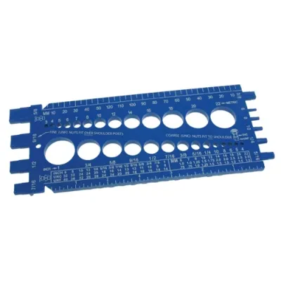 Nut & Bolt Gauge, Designed to measure bolts, nuts, screws, drill bits and washers, 1 per pack.