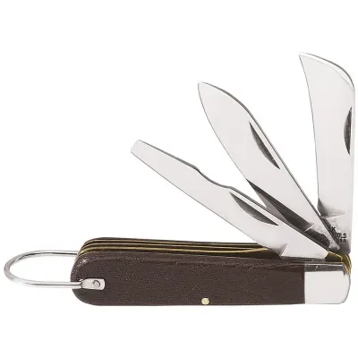 3 Blade Pocket Knife with Screwdriver, Curved-sheepfoot skinning blade to 2-3/8-Inch (60 mm) long