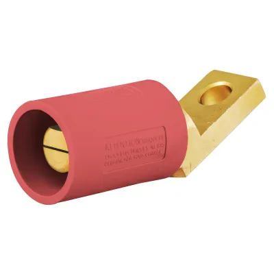 Hubbell Wiring Device Kellems, Single Pole Products, 300/400A Series,Angled Male, Offset Stud Type, Red