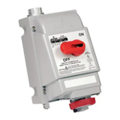 30 Amp, 480 Volt, 2P, 3W, LEV Series North American-Rated IEC 60309-1 & 60309-2 Pin & Sleeve Mechanical Interlock, Industrial Grade, IP66/IP67/IP68/IP69/IP69K, Watertight, Non-Fuse...