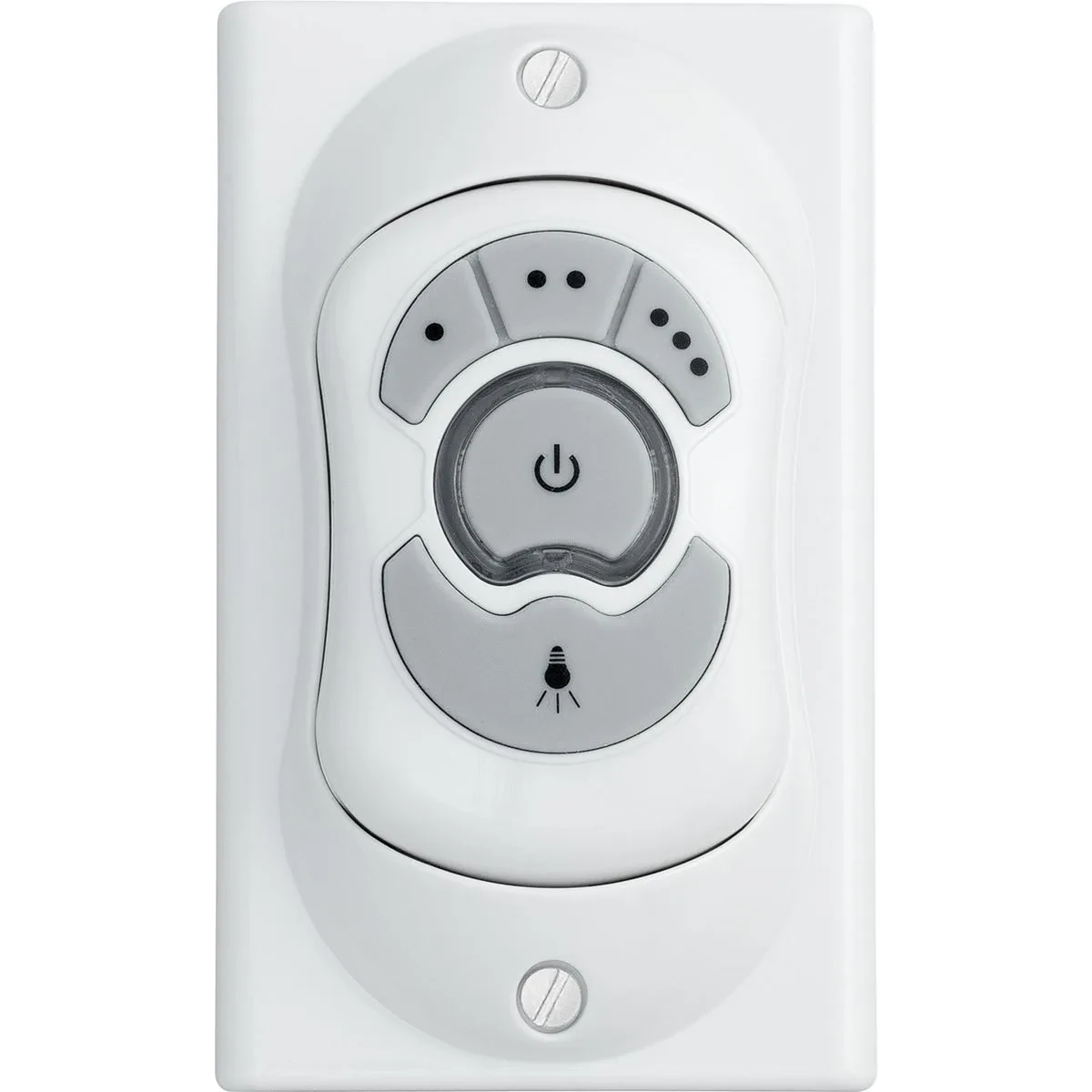 Provides fan speed and full range light dimming control from a convenient hand held remote control. For single pole applications. Ships with a wall plate for added storage convenience. Receiver fits in the fan canopy.