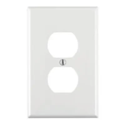 1-Gang Duplex Receptacle Wallplate, Midway Size, White