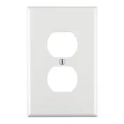 1-Gang Duplex Receptacle Wallplate, Midway Size, White