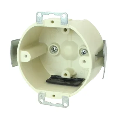 14.0 Cu. In. 3.5" dia. round fixture support (15 lbs.) box for use with nonmetallic sheathed cable - Machine tapped fixture holes, rigid hard box construction, no distortion with h...