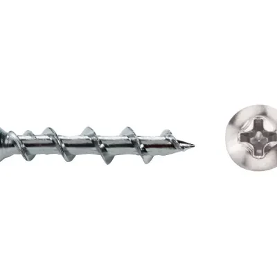 Wall Dog, Power(R), Oval Head Anchor, 1-1/4 in. length, Self Drill, Corkscrew point type, Carbon Steel material, White finish, Phillips drive type, 1000 per pack