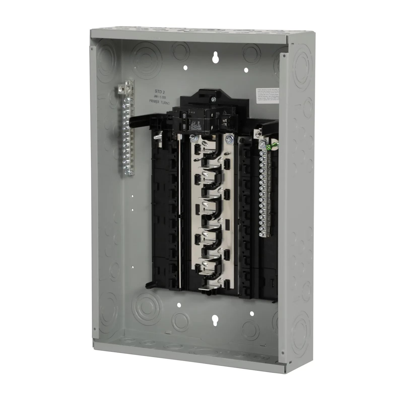SIEMENS LOW VOLTAGE PLUG-ON NEUTRAL READY STANDARD SERIES ASSEMBLED LOAD CENTER. MAIN BREAKER WITH 20 1-INCH SPACES ALLOWING MAX 20 CIRCUITS. 1-PHASE 3-WIRE SYSTEM RATED 120/240V (...
