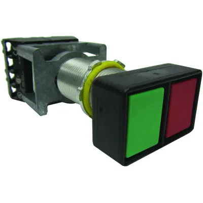 G SERIES - ALUMINUM SHORT MOMENTARY CONTACT DOUBLE PUSH BUTTON OPERATOR- GREEN AND RED BUTTONS WITH "START - STOP"/BLANK NAMEPLATE - 2NO/2NCCONTACT RATING