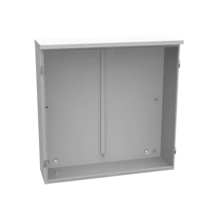 36x10x36 Hinge Cover Type 3R Steel No Knockouts ANSI 61 Gray Double Doors Padlocking 3PT Handle Back Panel Weld Studs Drip Shield No Center Post