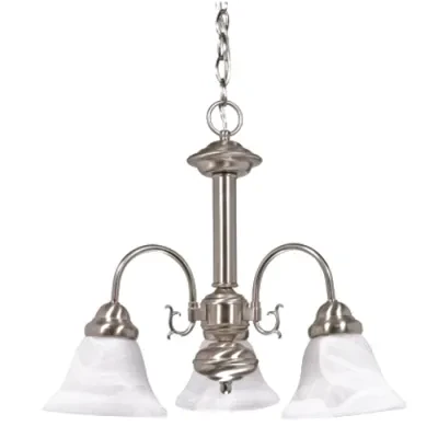 Ballerina - 3 Light - 20 - Chandelier - w/ Alabaster Glass Bell Shades - Brushed Nickel