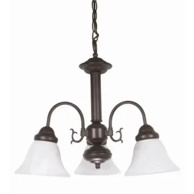 Ballerina - 3 Light - 20 - Chandelier - w/ Alabaster Glass Bell Shades - Old Bronze