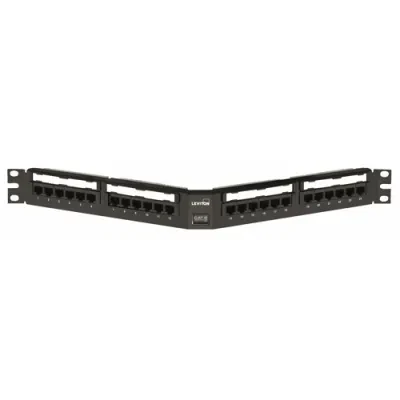 Extreme Cat6 Plus Angled Patch Panel.  24 Port. 1RU. Panel Is Universal. 19 Inches Rack Mount -  Black