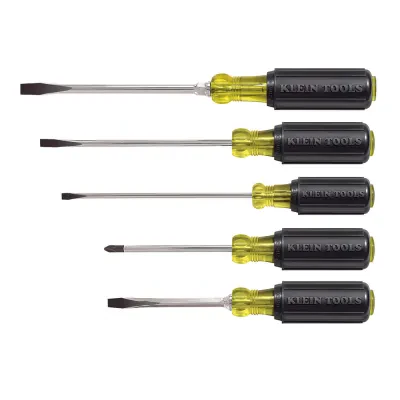 Screwdriver Set, Slotted and Phillips, 5-Piece, These screwdrivers are a general-purpose selection of the most frequently used screwdriver tips and sizes