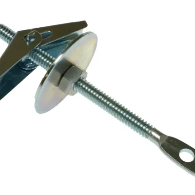 Tie Wire Acoustical Toggle bolt, Steel material, Zinc Chromate finish, 4 in. length, 1/4 x 4 in. Size, 1/4 in. diameter, Right Hand thread, Hex Nut, 5/8 in. hole size, 1/4 in. eye...