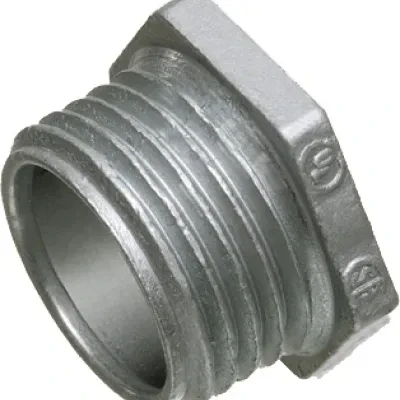 5" Conduit nipple, zinc die-cast, Provides burr free entrance into the box. Trade Name - Chase Nipple