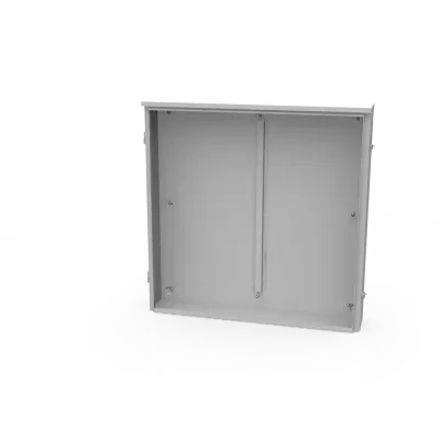 36x6x36 Hinge Cover Type 3R UL Listed Steel No Knockouts ANSI 61 Gray Back Panel Weld Studs Drip Shield Emboss Mounting Holes in Back Padlocking Draw Latch