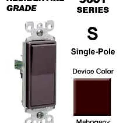 15 Amp, 120/277 Volt, Decora Rocker Single-Pole AC Quiet Switch, Residential Grade, Grounding, Ivory