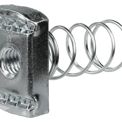 Standard Spring Nut, Steel construction, Zinc Plated Finish, 3/8 in. Size